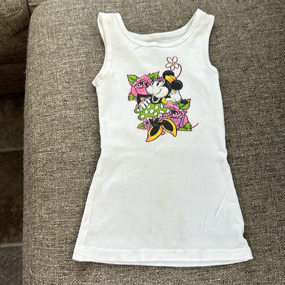 Vintage Minnie Mouse Disneyland White Tank top Girls size 6